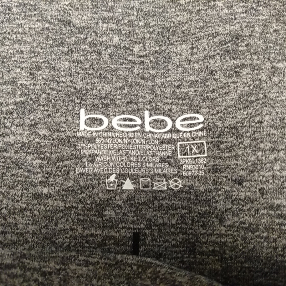 Bebe 1X Women's Bike Compression Shorts Booty Gray Seamless Eyelets